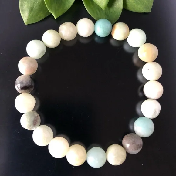 Color Amazonite 8mm Natural Stone Beads Stretchable Bracelet - Picture 4 of 4